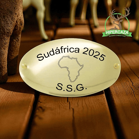 Chapa trofeo de caza personalizada Sudáfrica 