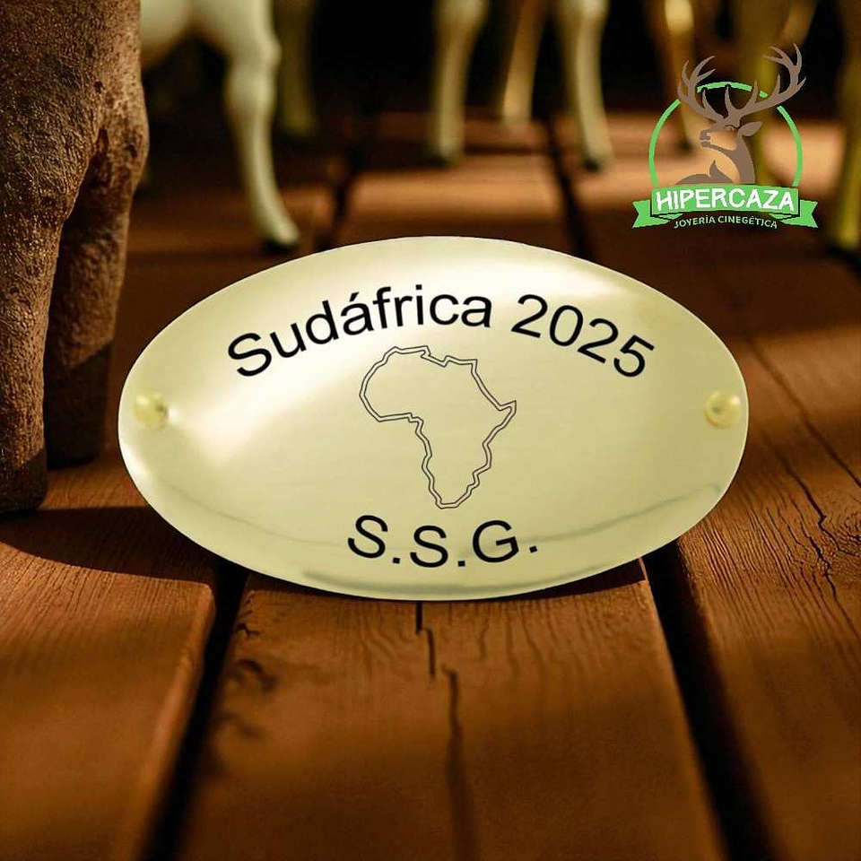 Chapa trofeo de caza personalizada Sudáfrica  2
