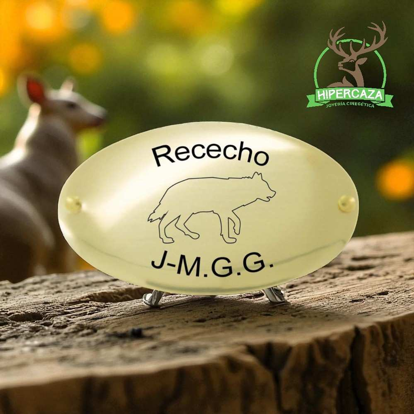 Chapa de trofeo de caza personalizada lobo 2