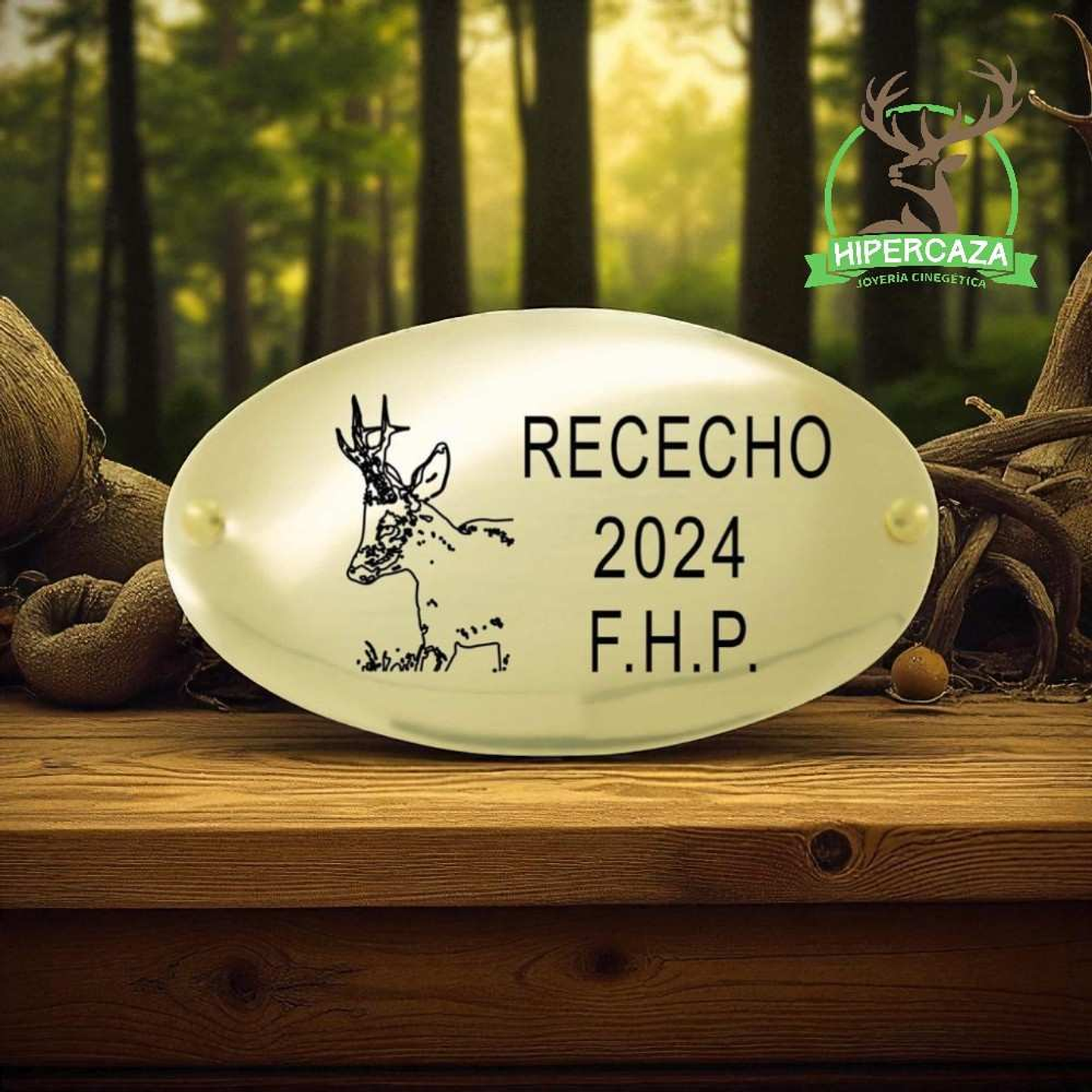 Chapa trofeo de casa personalizada corzo 2