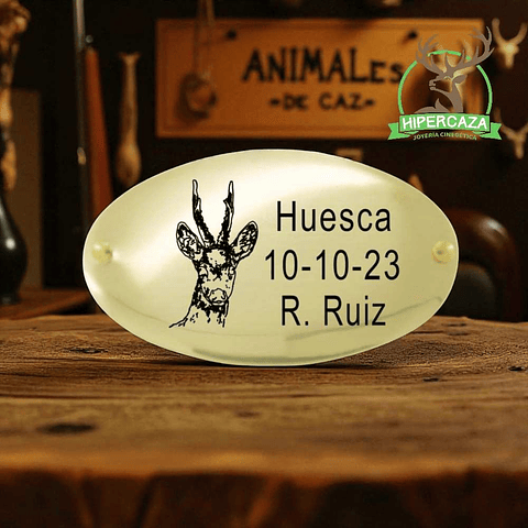 Chapa trofeo de caza personalizada corzo 