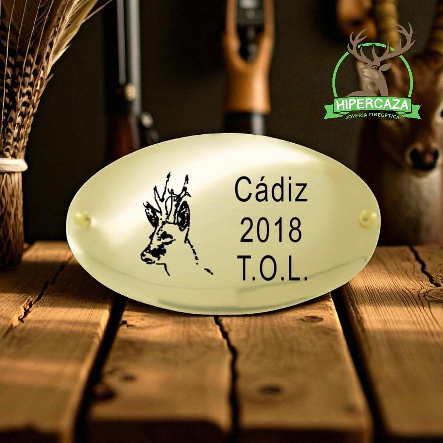 Chapa trofeo de caza personalizada de corzo 2