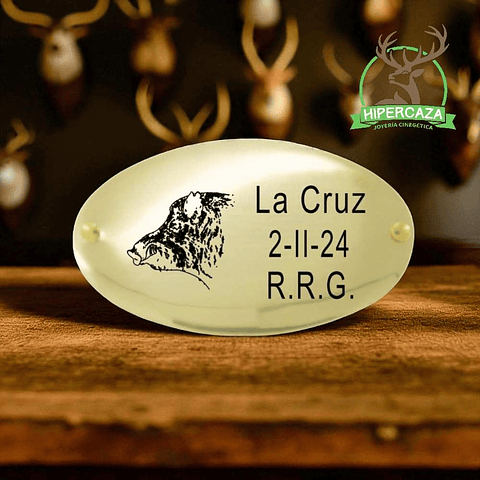 Chapa trofeo de caza personalizada jabalí 