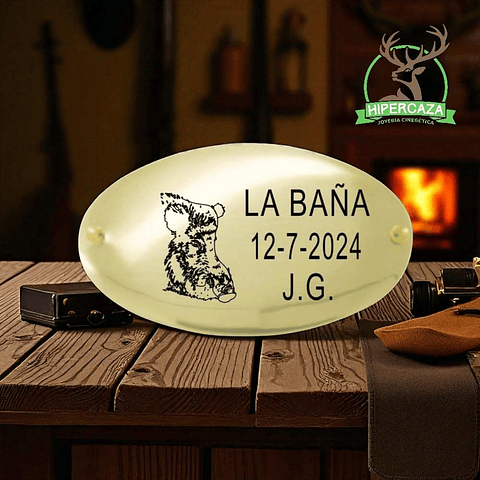 Chapa personalizada trofeo de caza jabalí 