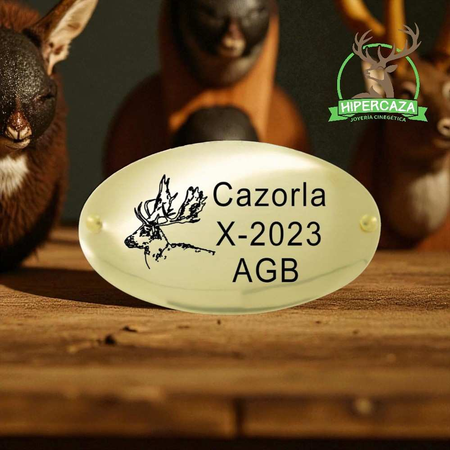 Placa trofeo de caza personalizada gamo  2