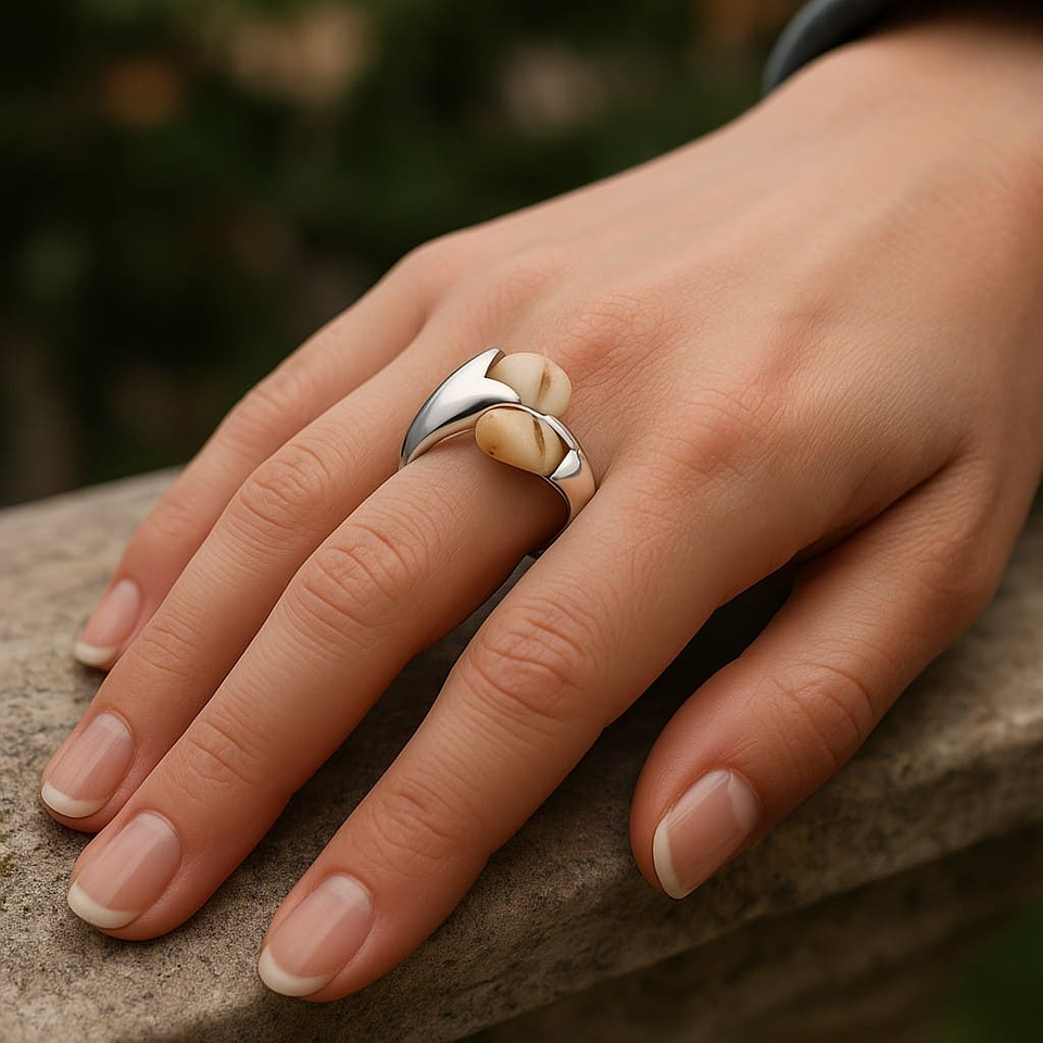 Anillo con perlas de venado  2