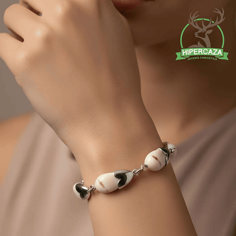 Pulsera con dientes de ciervo naturales