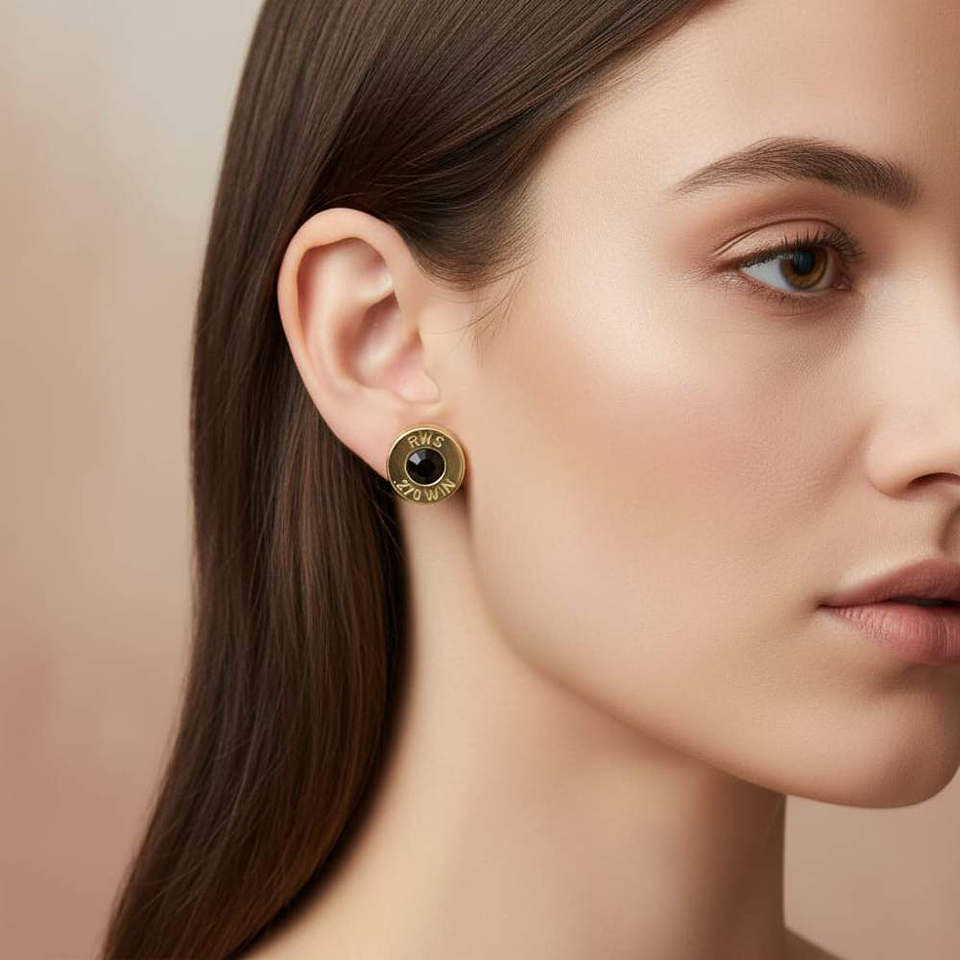 Pendientes de bala piedra negra  2