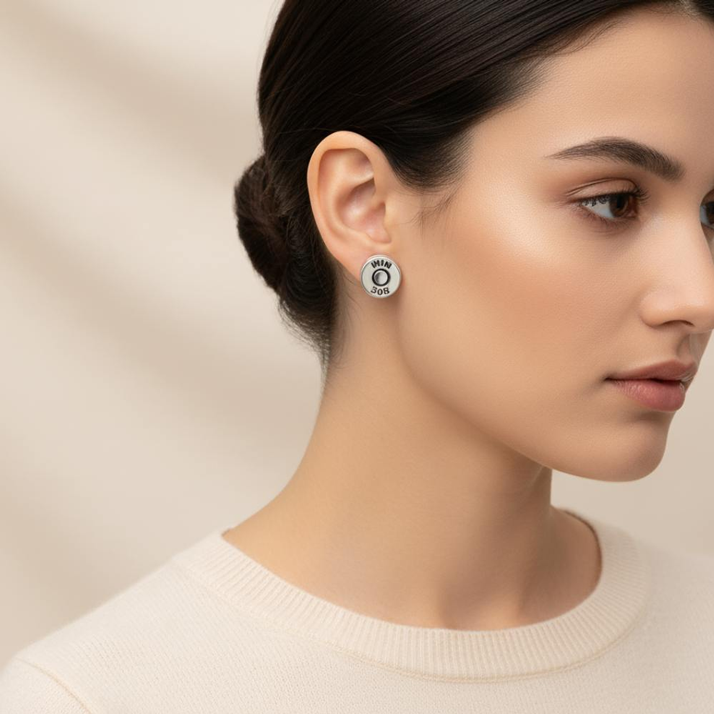 Pendientes casquillo de bala con circonita blanca  2