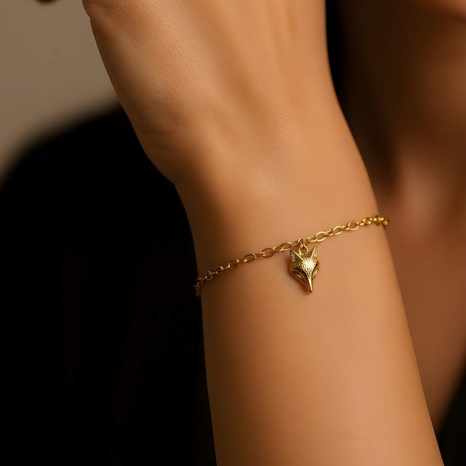 Pulsera de zorro en plata con baño de oro 2