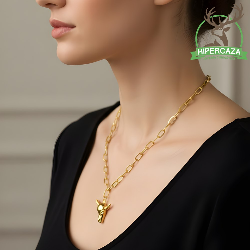 Gargantilla de búfalo en plata con baño de oro 3