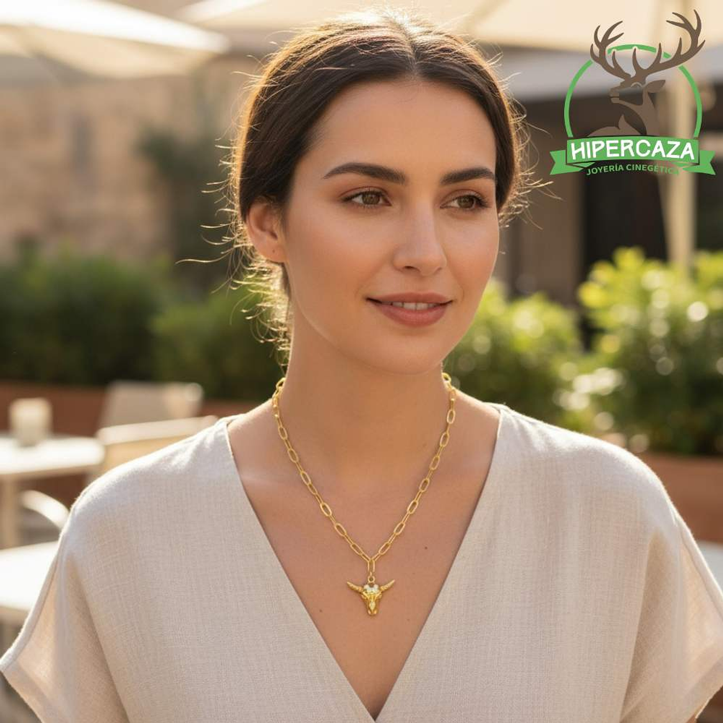 Gargantilla de búfalo en plata con baño de oro 4