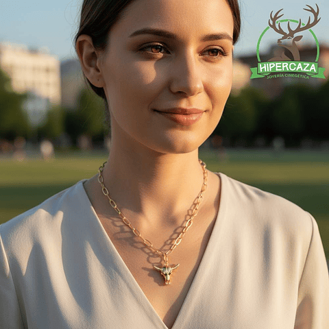 Gargantilla de búfalo en plata con baño de oro