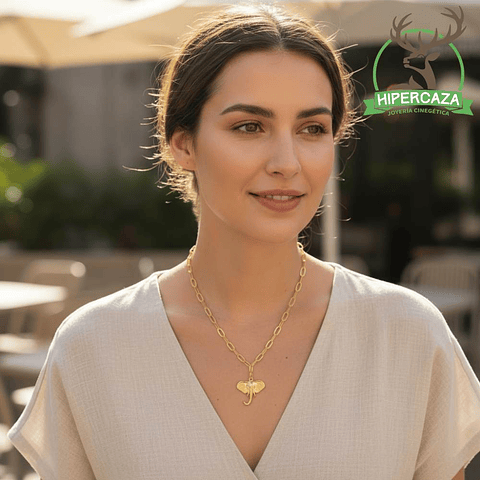 Gargantilla de elefante plata con baño de oro 