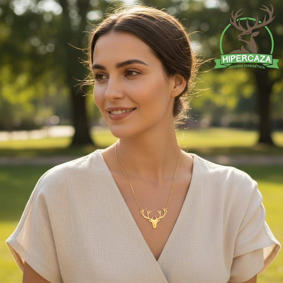 Gargantilla de ciervo en plata y baño de oro  3