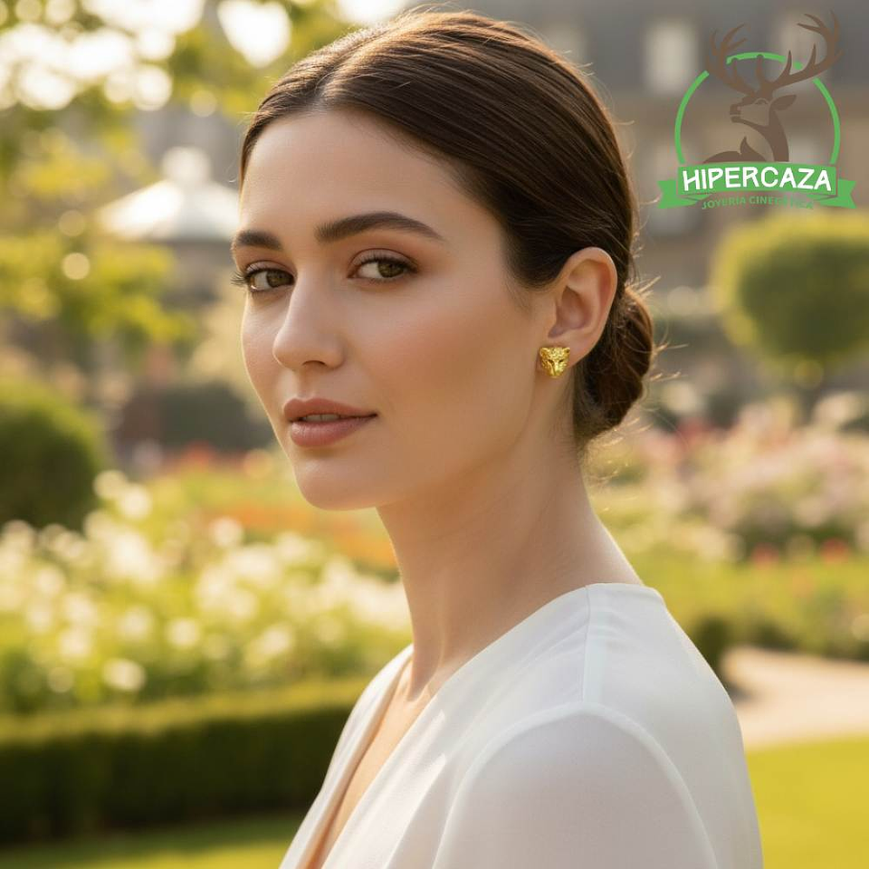 Pendientes de puma en plata con baño de oro  2