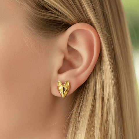 Pendientes de zorro en plata con baño de oro 