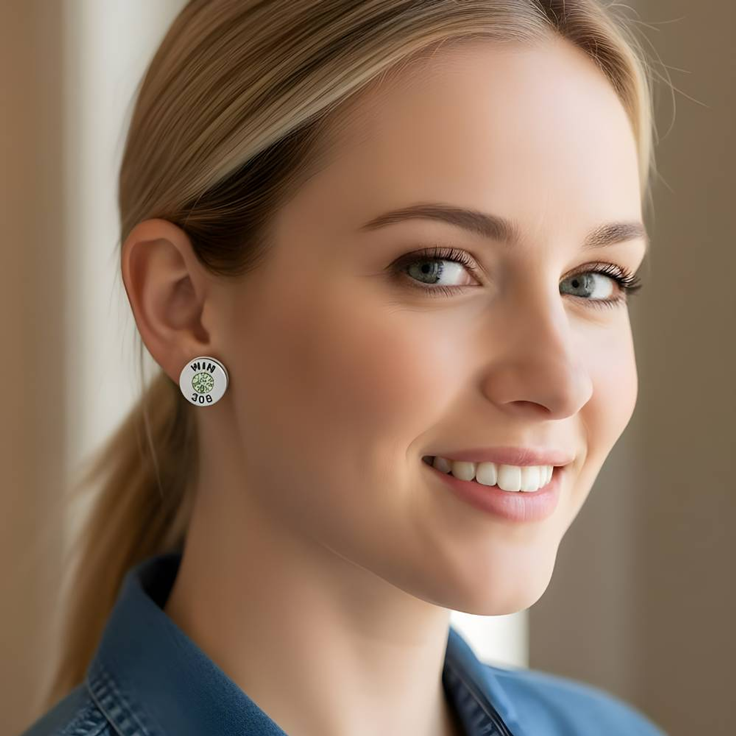 Pendientes casquillo de bala con circonita verde 2