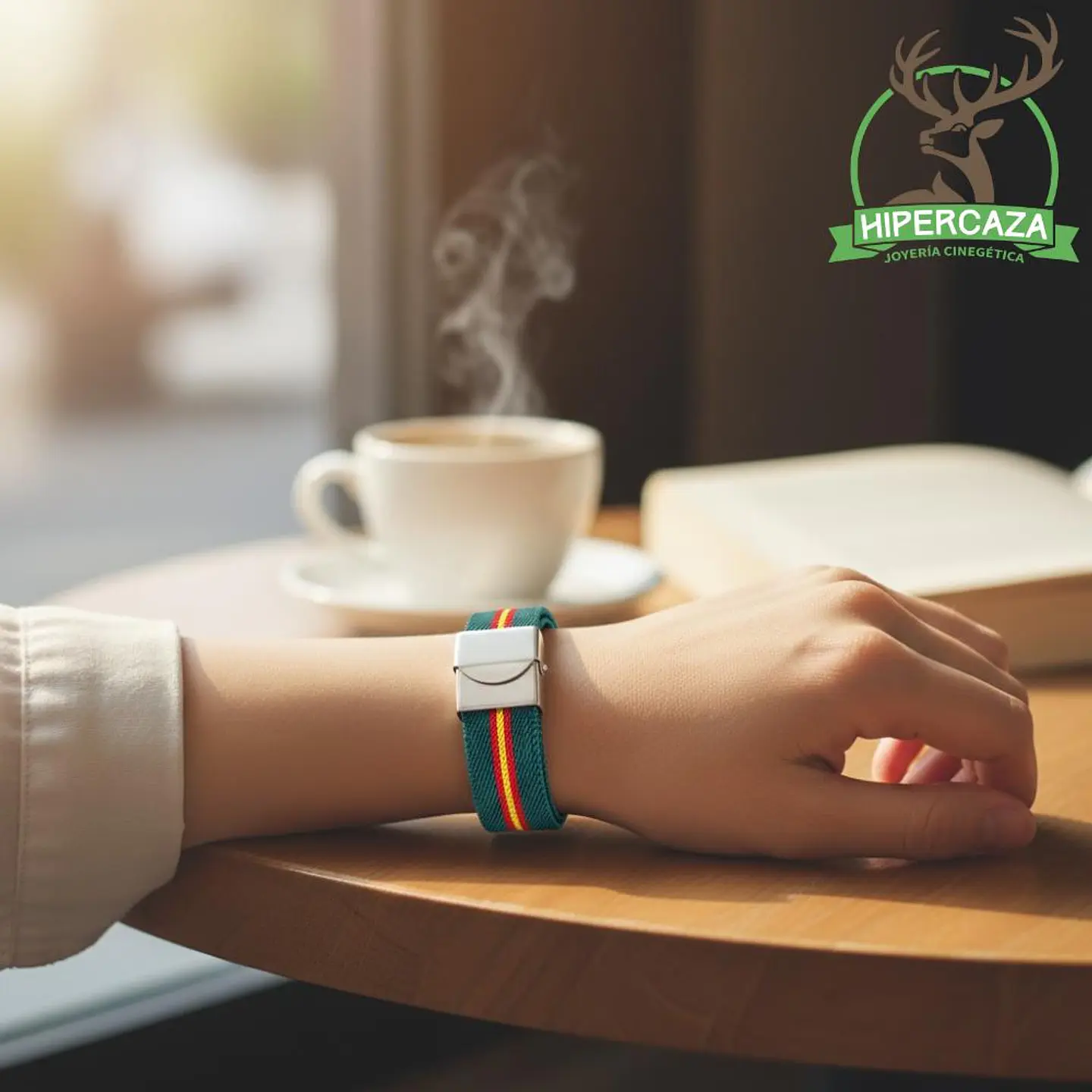 Pulsera con bandera de España verde acero 3