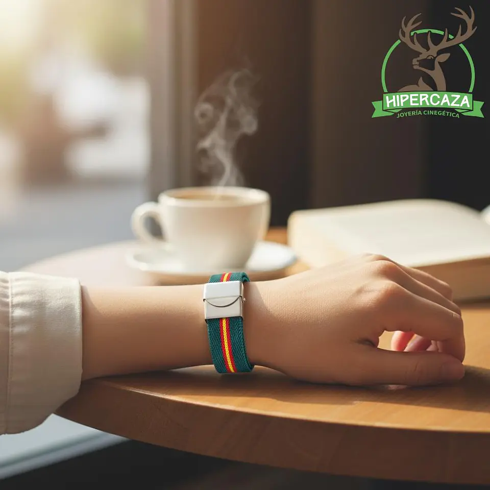 Pulsera con bandera de España verde acero 3