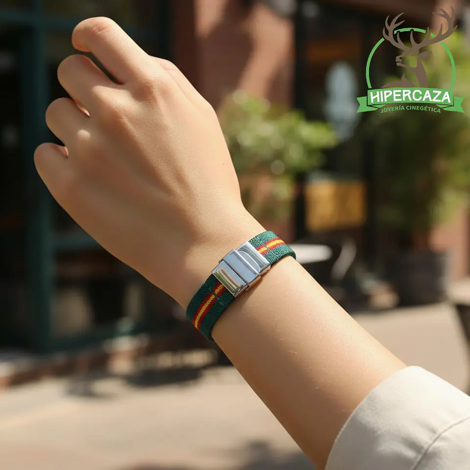 Pulsera con bandera de España verde acero 2