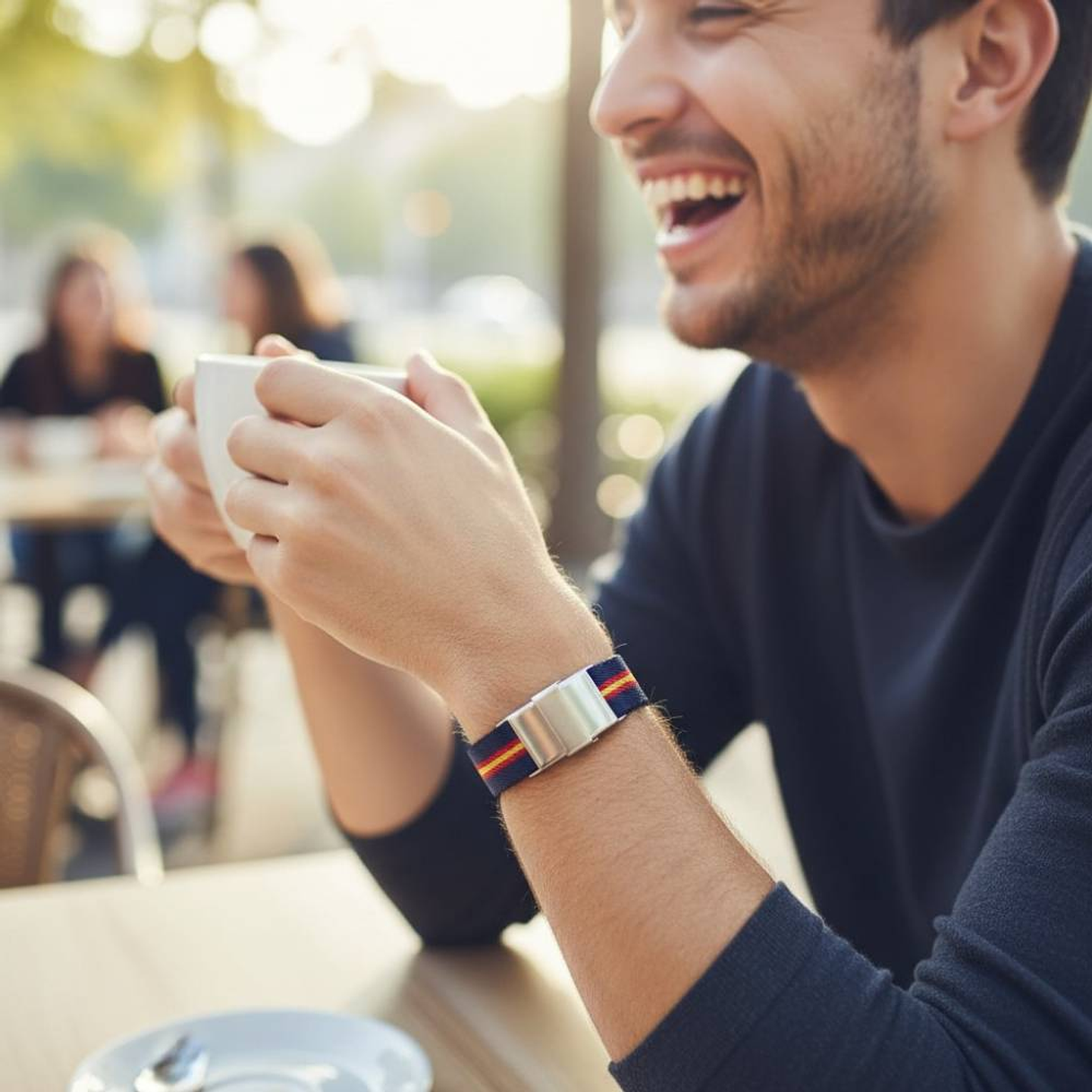 Pulsera bandera España azul acero 2