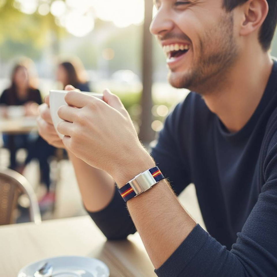 Pulsera bandera España azul acero 2