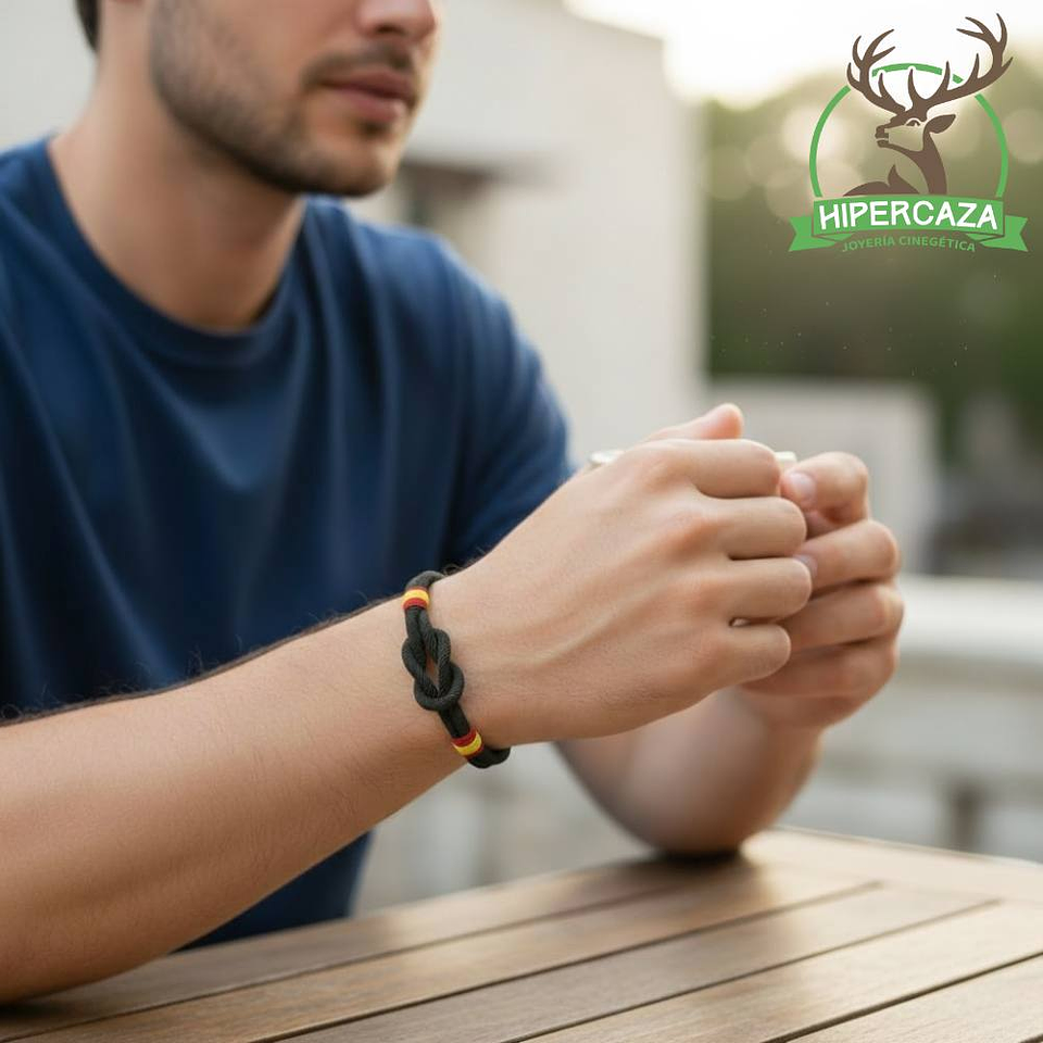 Pulsera de acero con cabo náutico negro España 2