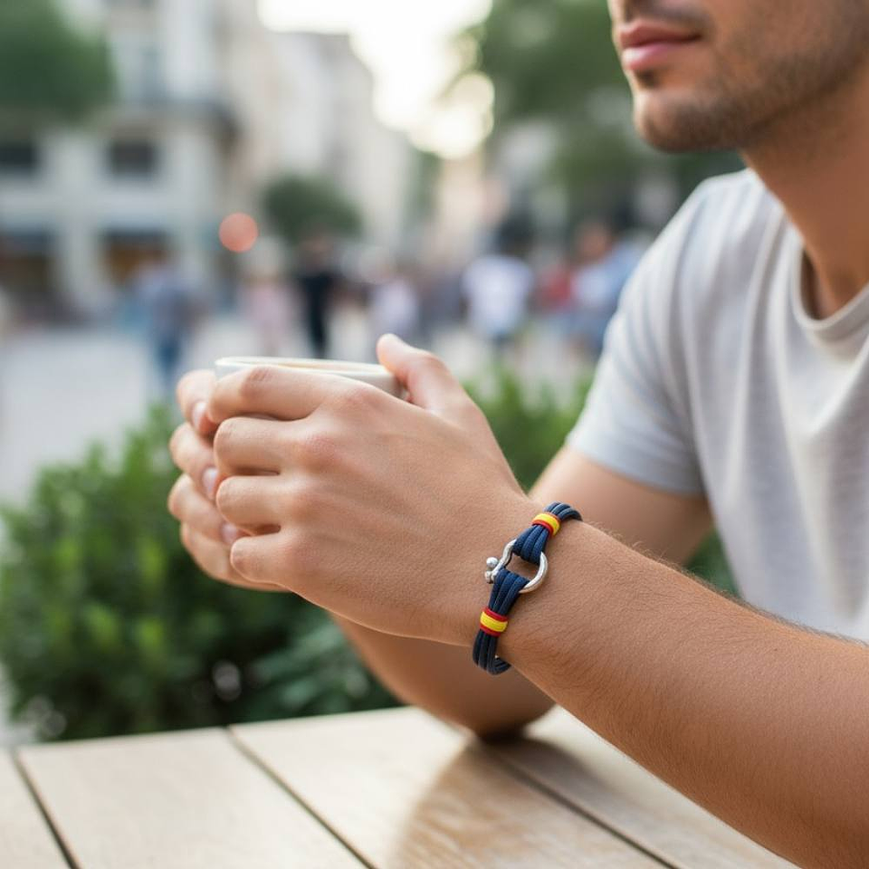 Pulsera de acero con cabo náuticoazul España 2