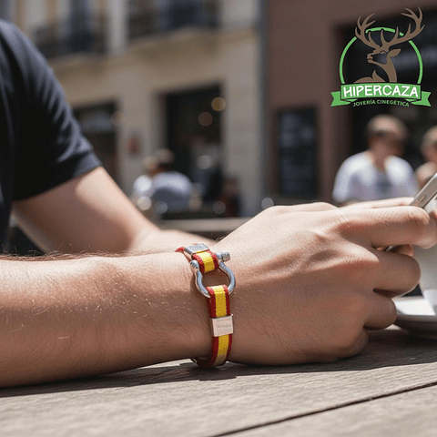 Pulsera de acero con bandera en tela de algodón España