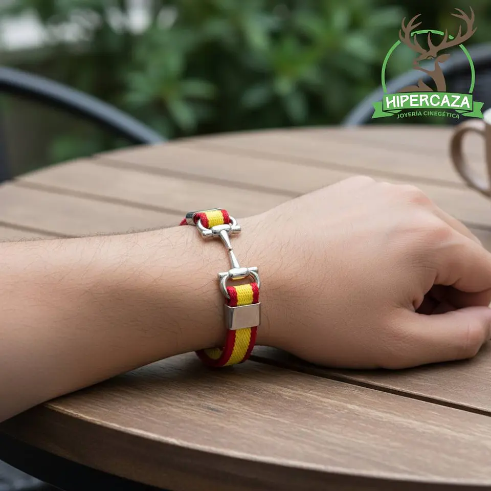Pulsera de acero y bandera en tela de algodón España 3