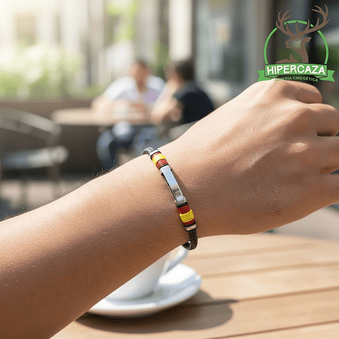 Pulsera acero y cuero trenzado España