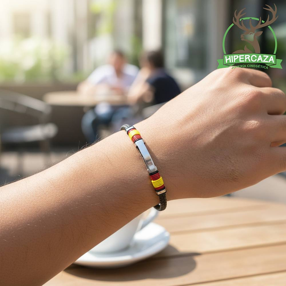 Pulsera acero y cuero trenzado España 2