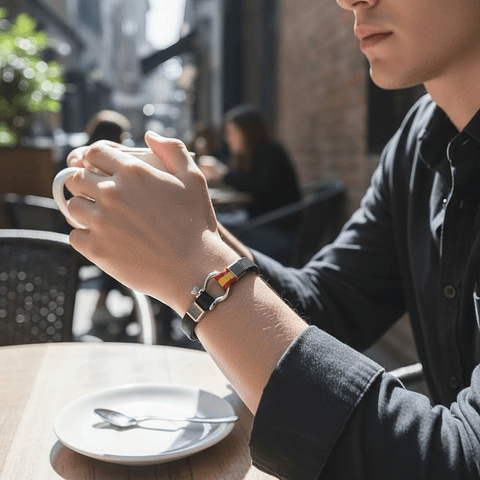 Pulsera de acero en tela negra España