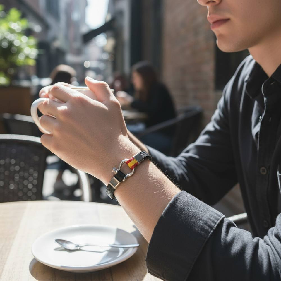 Pulsera de acero en tela negra España 2