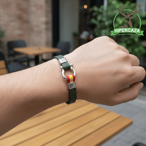 Pulsera de acero en tela verde España