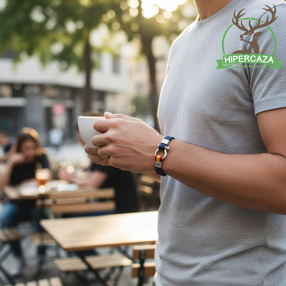 Pulsera de acero en tela azul España 3