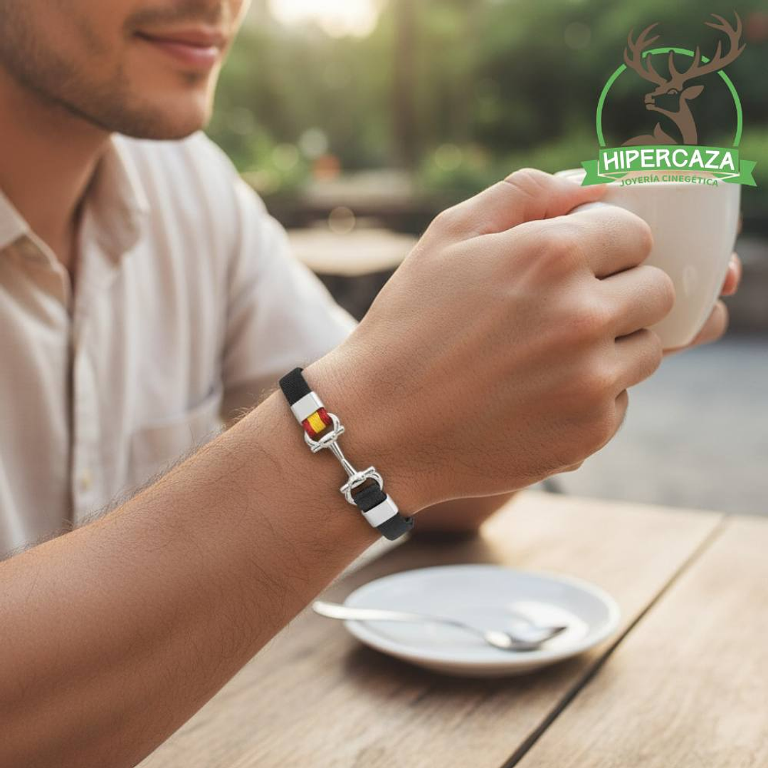 Pulsera de acero estribu negra España 2