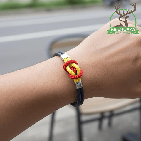 Pulsera de acero con cordón naútico gris España