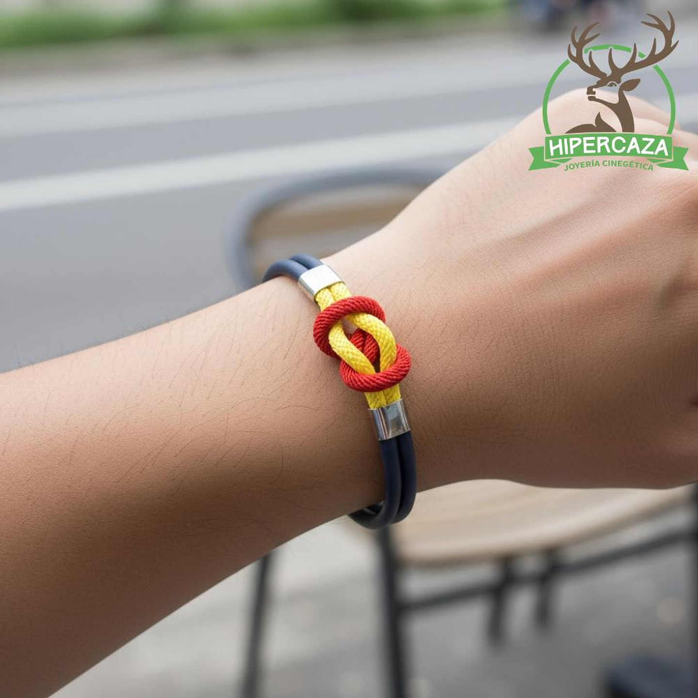 Pulsera de acero con cordón naútico gris España 2