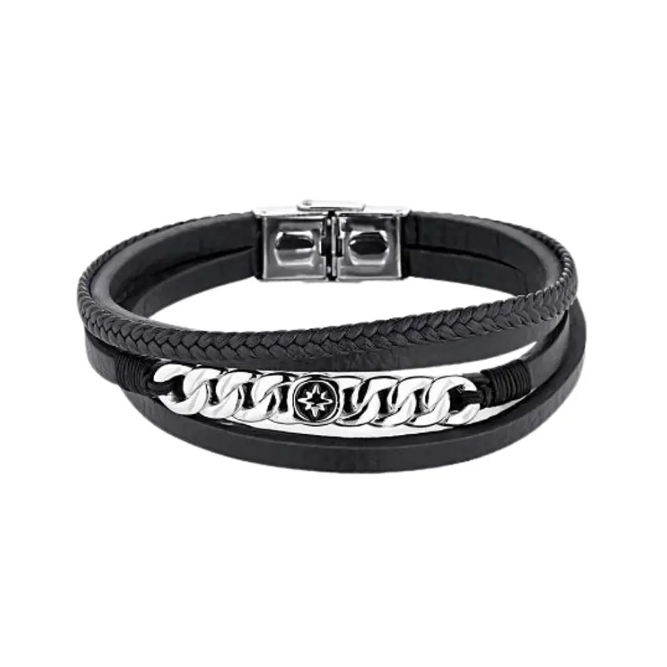 Pulsera para hombre en cuero trenzado 1