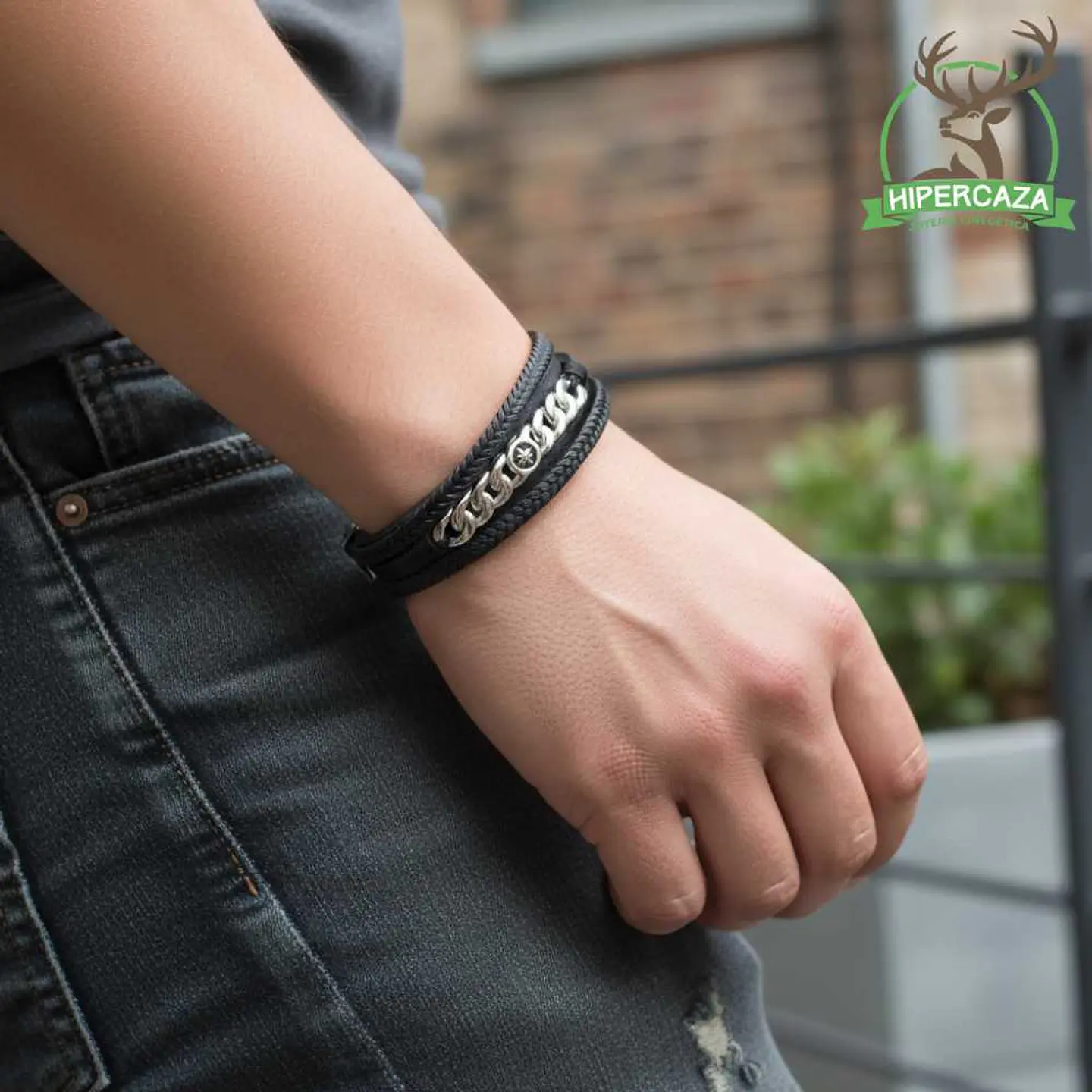 Pulsera para hombre en cuero trenzado 2