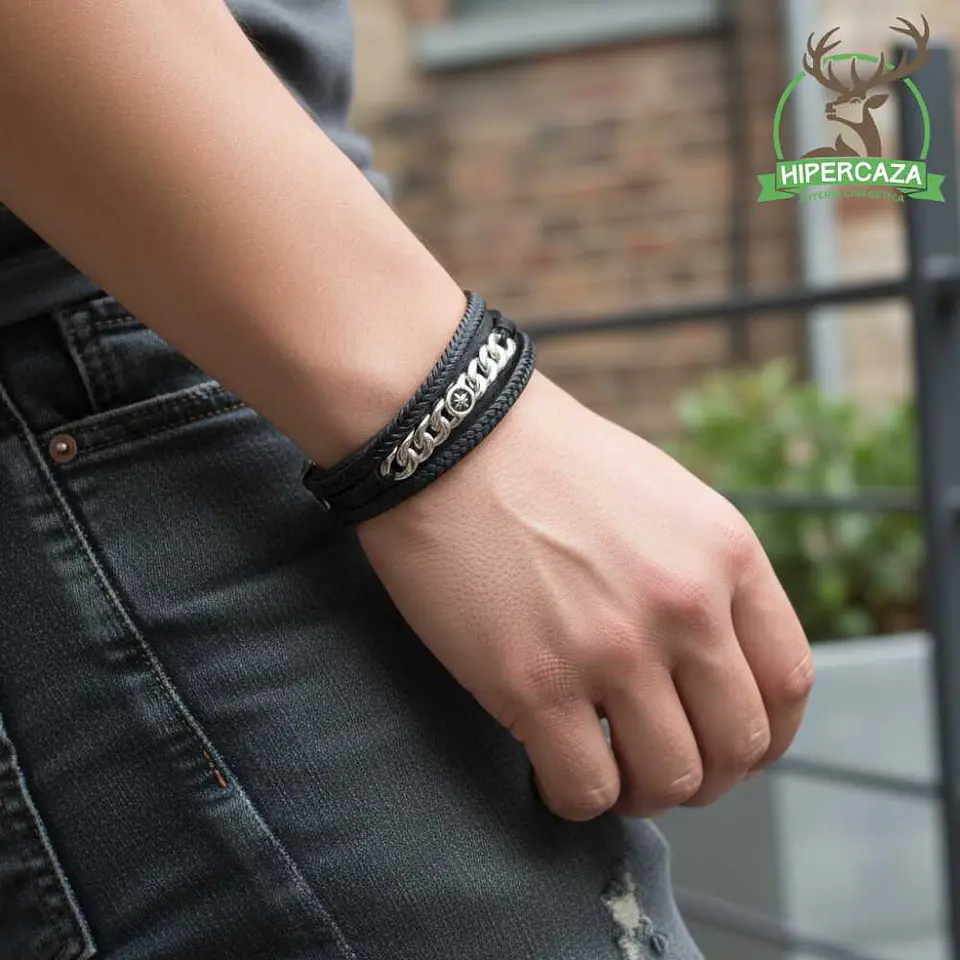 Pulsera para hombre en cuero trenzado 2