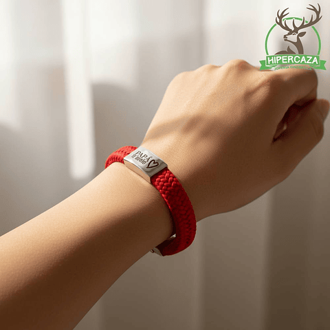 Pulsera de caballero papá cuero rojo trenzado