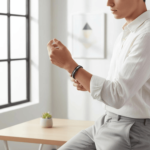 Brazalete para hombre de acero combinado 