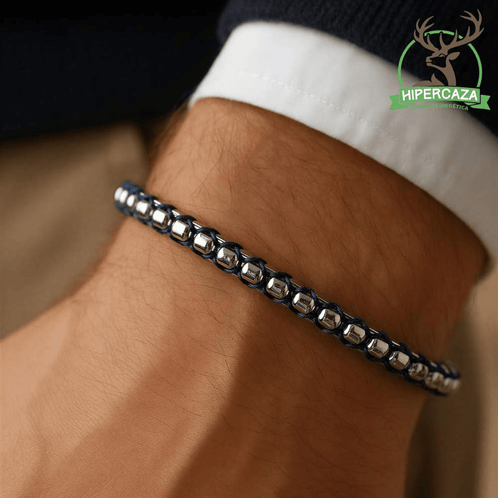 Pulsera de hombre hilo trenzado en acero  2