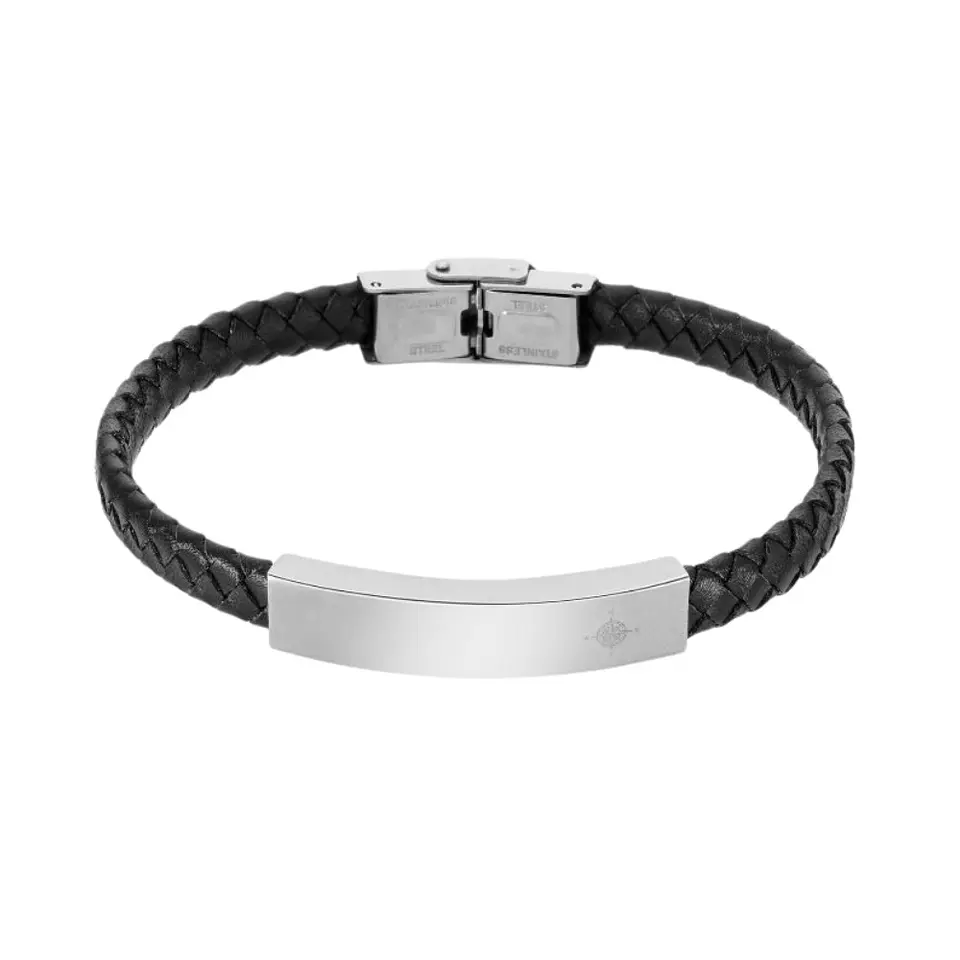 Pulsera para hombre de piel y acero  1