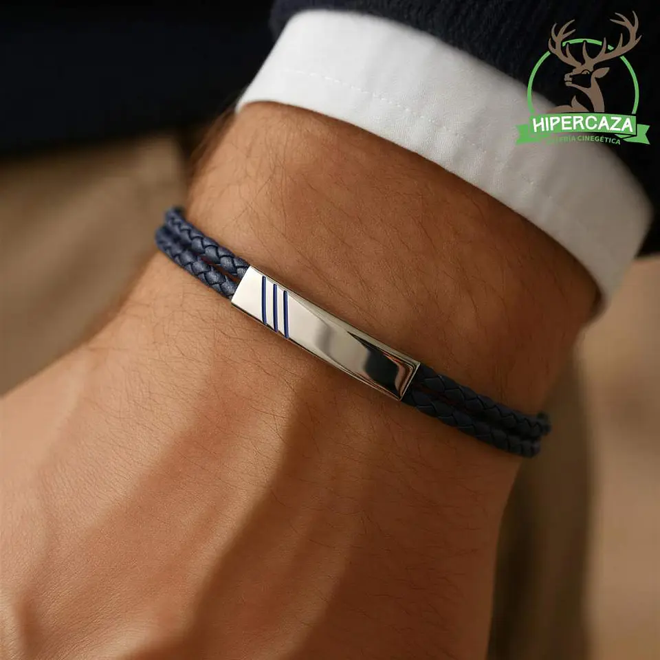 Pulsera para caballero en piel azul 2