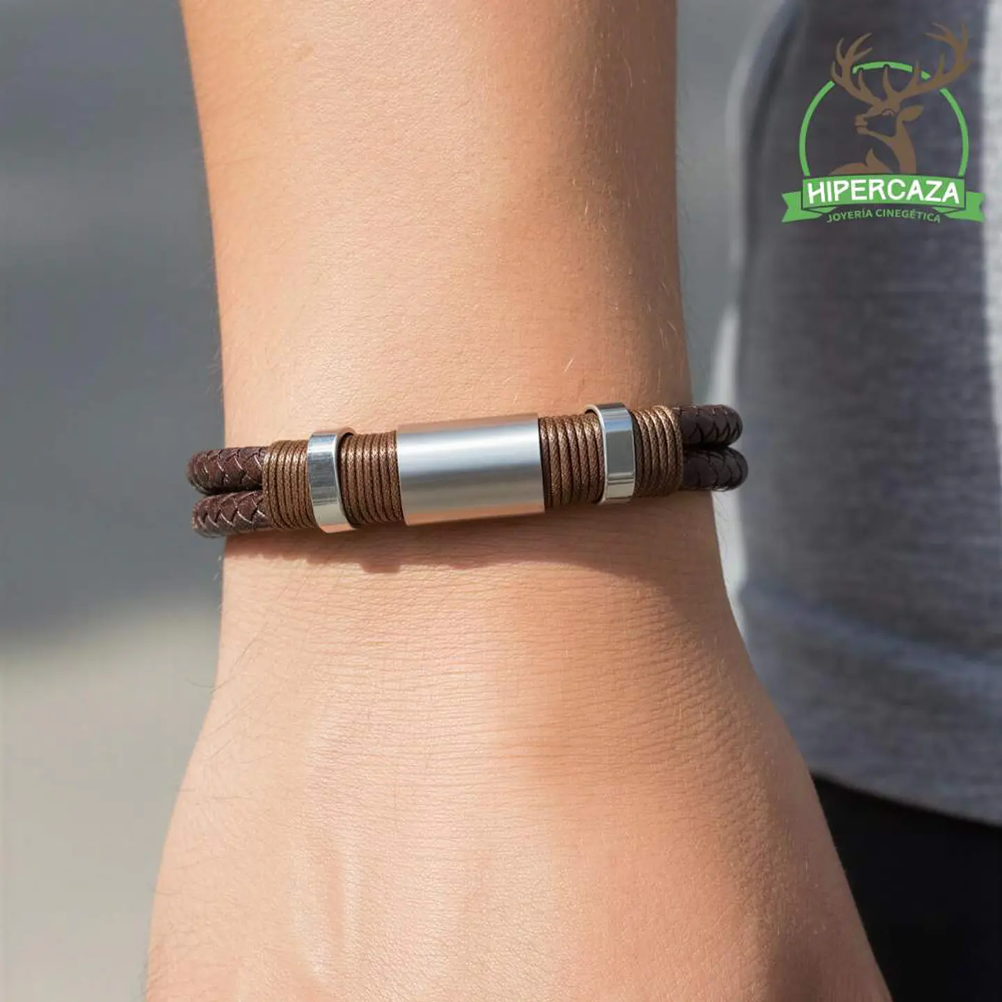 Pulsera de hombre en cuero marrón  2