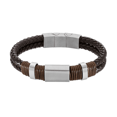 Pulsera de hombre en cuero marrón 